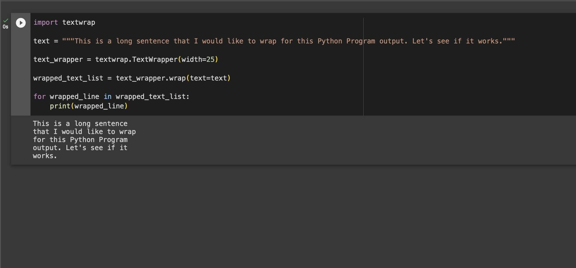 Wrap Text in Python Example 2